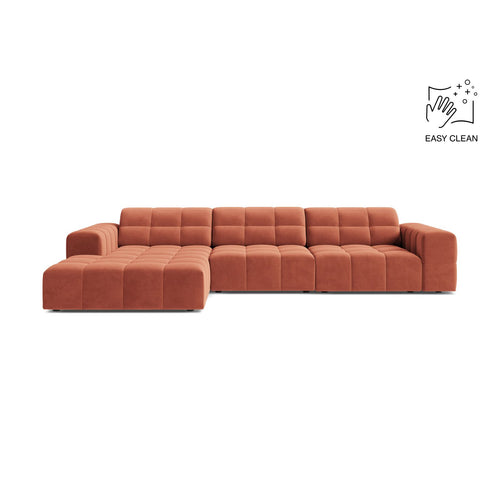 Cosmopolitan Design - Linker hoekbank Chicago 4-zits, flueel koraal - 167x294x78cm