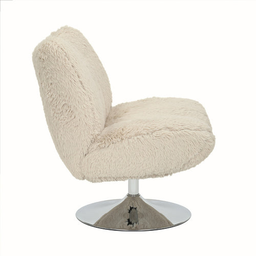 DÉJA Living Draaifauteuil Morten - Taupe Fluffy/Chrome - 70x78x82cm - vtwonen shop