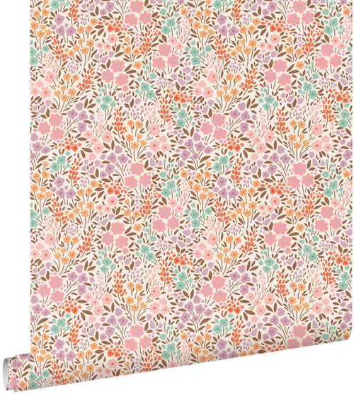ESTAhome behang bloemetjes roze en blauw - 0.53 x 10.05 m - 131579