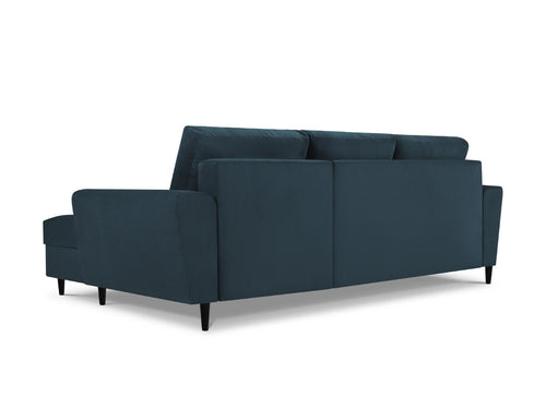 Cosmopolitan Design Converteerbare hoekbank rechts met opbergdoos Kyoto 4-zits, ribfluwelen, donkerblauw - 145x241x88cm