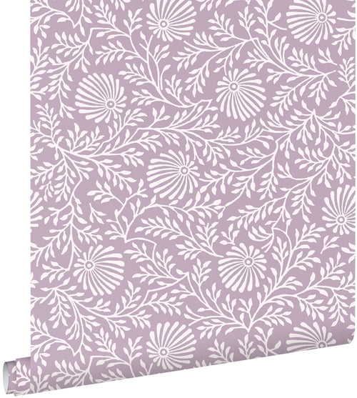 ESTAhome behang vintage bloemen lila paars - 50 x 900 cm - 131515 - vtwonen shop
