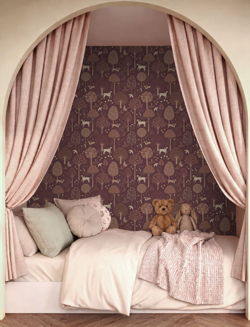 ESTAhome behang honden donker paars en bruin - 50 x 900 cm - 132224