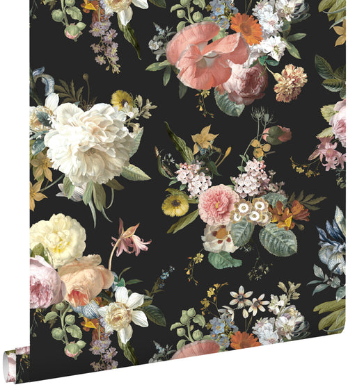 ESTAhome behang vintage bloemen zwart - 0,53 x 10,05 m - 139368 - vtwonen shop