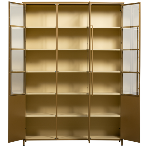 WOOOD 3-deurs vitrinekast XL Exhibit - Metaal - Geel - 200x140x44 - vtwonen shop