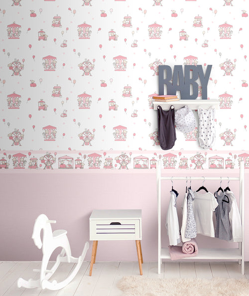 Sanders & Sanders zelfklevende behangrand dieren roze - 500 x 17.5 cm - 640599