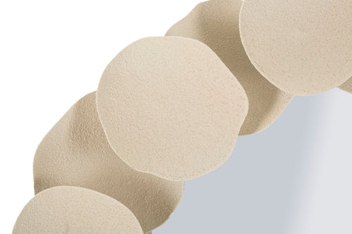 Rond metalen muurspiegel crème 85x7,5x85 cm