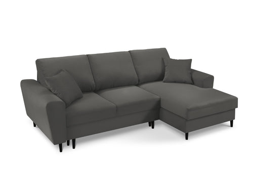 Cosmopolitan Design Converteerbare hoekbank rechts met opbergdoos Kyoto 4-zits, ribfluwelen, grijs - 145x241x88cm