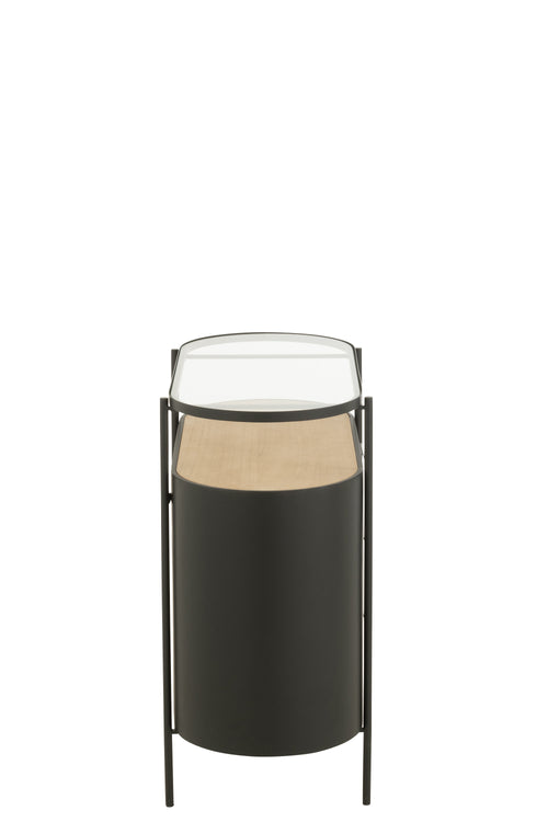 J-Line kast Avy - ijzer - naturel/zwart