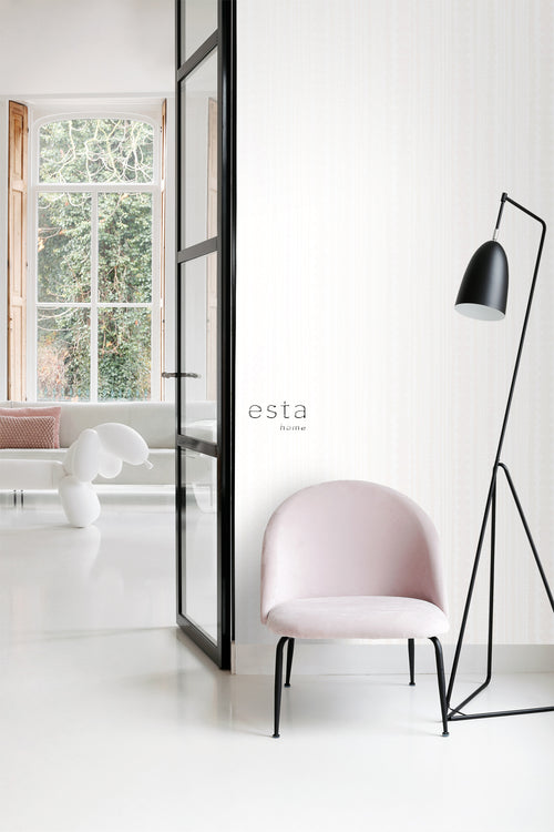 ESTAhome behang kralen wit en glanzend zilver - 53 cm x 10.05 m - 138836