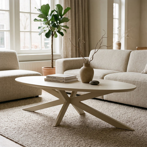 DÉJA Living Salontafel Gimo - Ovaal - Beige - 140x60 cm
