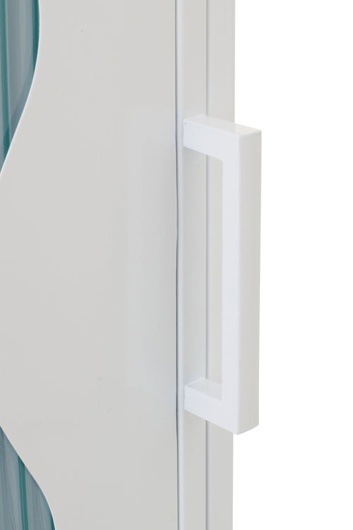 J-Line decoratie Kast - polyresin - ijzer/glas - wit