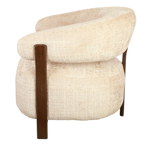 DÉJA Living Fauteuil Kalmar - Taupe/Walnoot Stof - 76x71x70cm - vtwonen shop