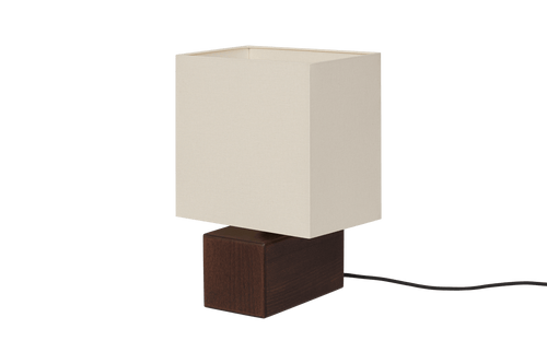 noo.ma Zam tafellamp - geometrisch, hout en textiel, Cocoa Brown