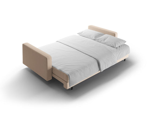 Cosmopolitan Design Slaapbank met opbergdoos Bali 3-zits, structurele stof beige - 84x222x105cm