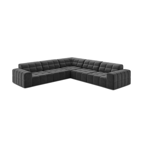 Cosmopolitan Design - Symmetrische hoekbank Chicago 4-zits, flueel grijs - 285x285x78cm