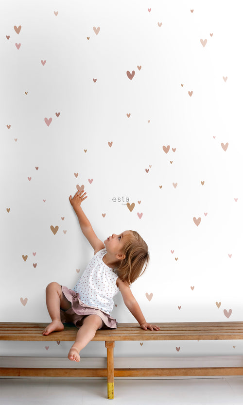 ESTAhome muursticker hartjes terracotta, roze en beige - 33 x 47.5 cm - 156117