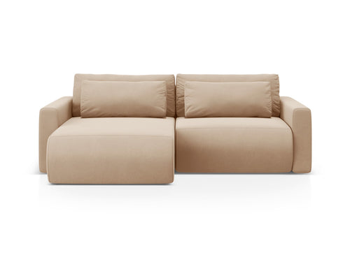 Cosmopolitan Design Omkeerbare converteerbare hoekbank met opbergdoos Belfast 3-zits, flueel amandelbeige - 149x240x84cm