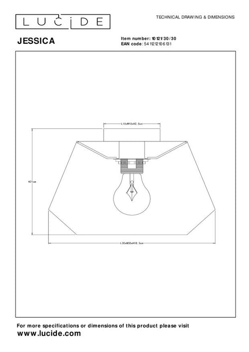 Lucide plafonnière JESSICA - 1xE27 - Zwart