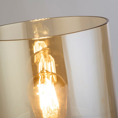 Searchlight Sweden 1-lichts tafellamp, mokka metaal met amberkleurig glas