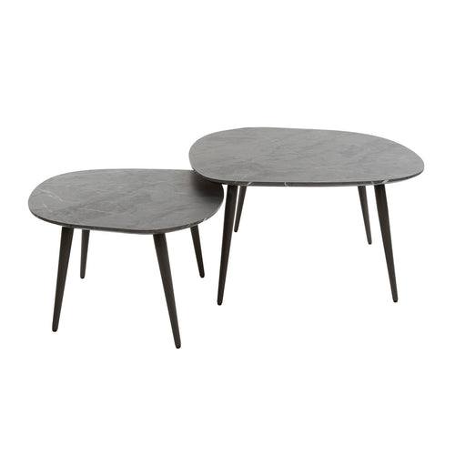 Giga Meubel Salontafel Rock - Keramieklook - Set van 2 - 85x79x40cm