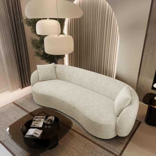 Sia Home - Rechte bank CELINE - Zacht aanvoelende geweven stof - Crème - 210cm