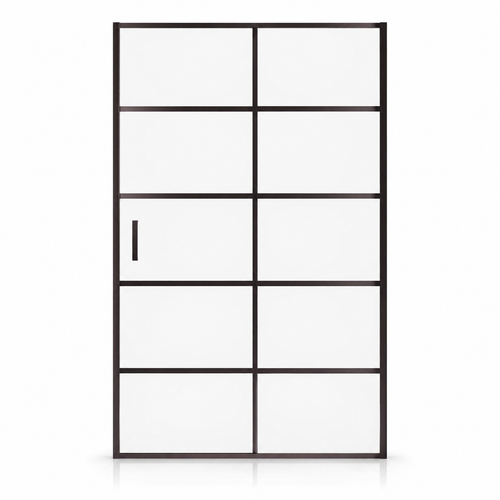 Badplaats Douchewand Calgary 100 x 190 cm – 6 mm Veiligheidsglas met Lijnen – Inclusief Schuifdeur – Inloopdouche – Zwart