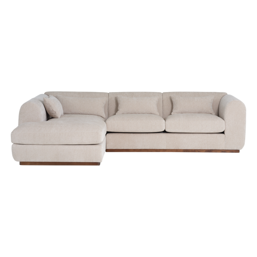 WOOOD hoekbank links Brenvo - Structure Velvet - Zand - 73x306x178