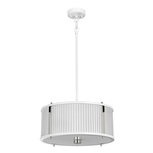 Corona cilindrische hanglamp met 3 lampjes, wit gepolijst nikkel