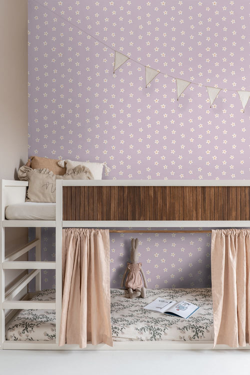 ESTAhome behang madeliefjes lila paars - 53 cm x 10.05 m - 131114
