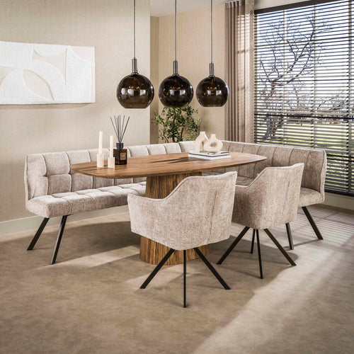 Giga Living Hoekbank Raster - Zand/Bruin Rechts - 230x150x80cm
