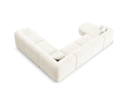 Cosmopolitan Design Modulaire panoramische hoekbank rechts Campi 7-zits, ribfluwelen ivoor - 255x330x70cm