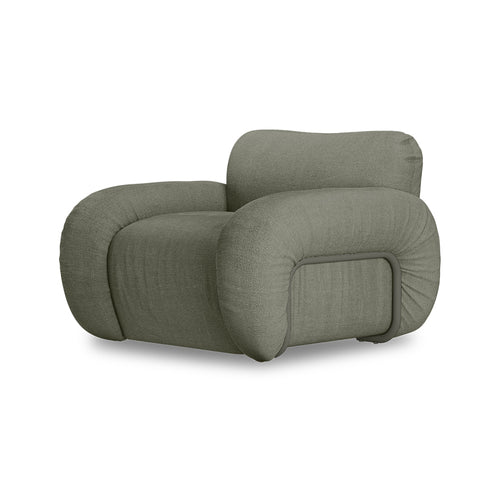 HKLIVING fauteuil Arc lounge – linen army green – frame ash - vtwonen shop