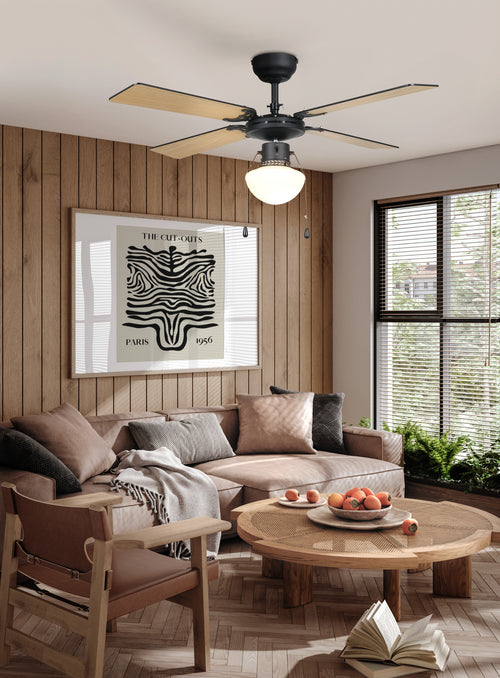 EGLO plafondlamp met ventilator Fortaleza - ac e27 - zwart/hout - vtwonen shop