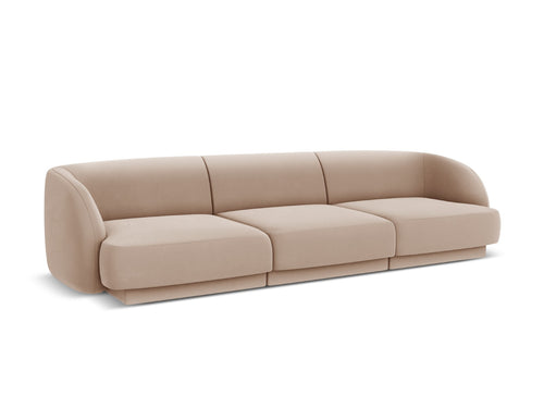 Micadoni Bank Miley 3-zits, flueel, cappuccino - 90x255x70cm