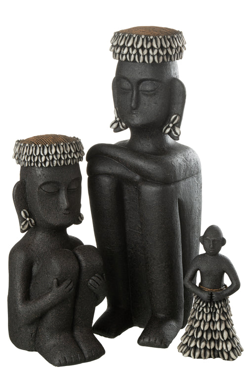 J-Line decoratie Standbeeld Etnisch - steen/polyresin - zwart - large