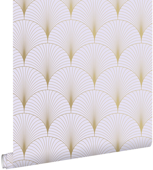ESTAhome behang art deco motief lila paars en goud - 53 cm x 10.05 m - 139576