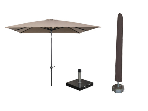 Garden Impressions Lotus parasolset 250x250 taupe met voet en hoes