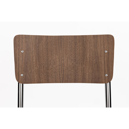 Zuiver Back to School Eetkamerstoelen  Walnoot/Chroom - Set van 4