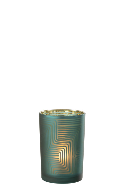 J-Line windlicht Zigzag - glas - groen - large - vtwonen shop