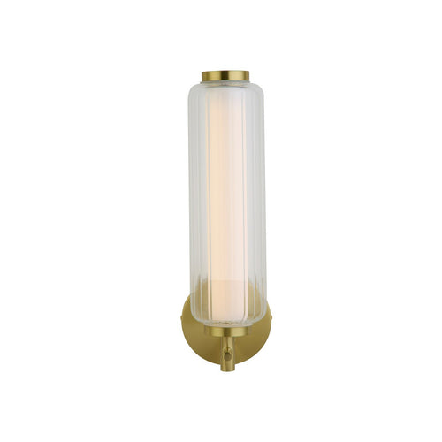 Searchlight Mod LED-wandlamp, satijnen messing metaal, opaal acryl en helder