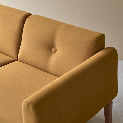 Tikamoon 2-zitsbank van massief eiken en mosterdgele stof - Mosterd - vtwonen shop