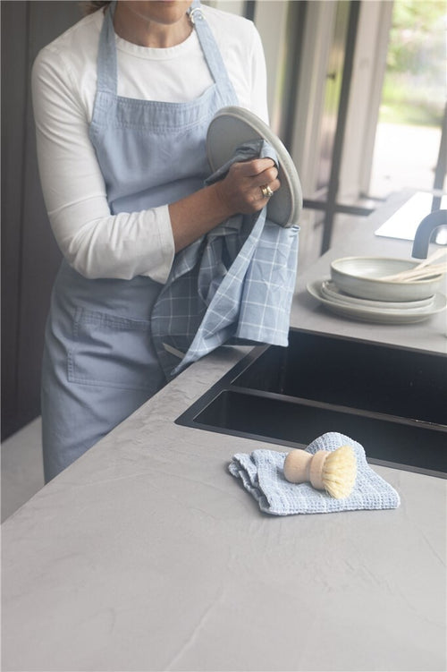 Walra - Keukenschort Cook with Happiness - 75x90 cm - Jeans Blauw