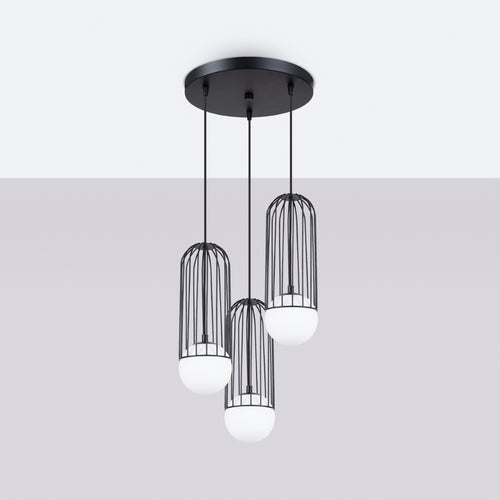 Sollux Lighting Hanglamp BRINA 3P zwart - 34x34x115cm