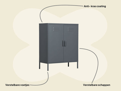 MaximaVida metalen lockerkast Finn 80 x 40 x 102 cm muisgrijs - 2 schappen