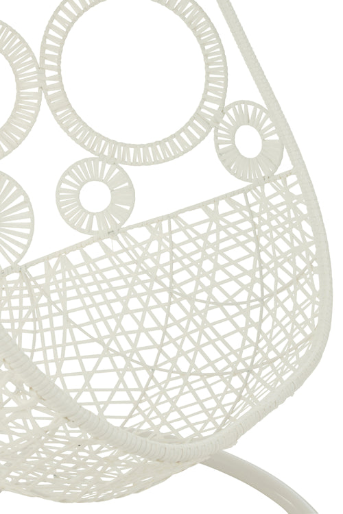 J-Line hangstoel + kussens Bula - metaal/riet - wit - vtwonen shop