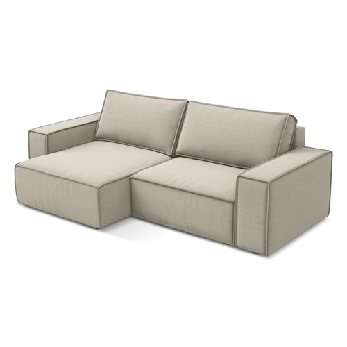 LaMiaSofa hoekbank links Livorno - velours - parel - 257x148x82