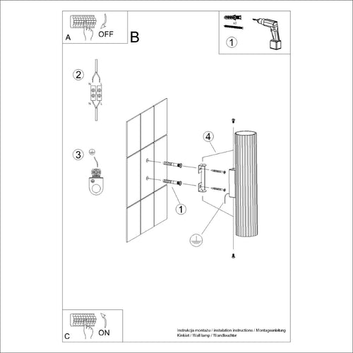 Sollux Lighting Wandlamp KARBON 30 wit - 6,5x8,5x30cm