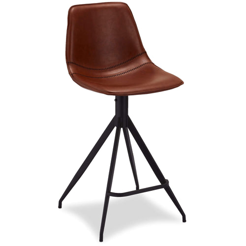 Furnhouse barkruk Isabel - Cognacbruin - Kunstleer - Set van 4