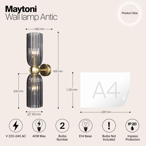 Maytoni - Wandlamp Antic - Goud - Ø10 - vtwonen shop