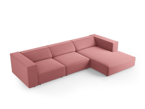Cosmopolitan Design rechter hoekbank Arendal 4-zits, flueel, zalm - 166x284x70cm